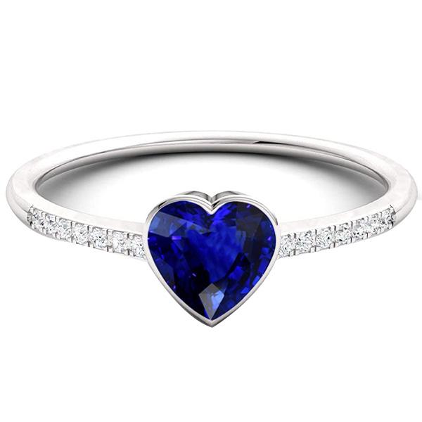 Bague de fiançailles diamant Ceylan bleu saphir lunette sertie 2.50 carats - HarryChadEnt.FR