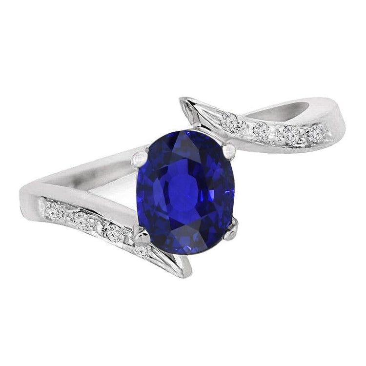 Bague de fiançailles diamant et saphir ovale tension style 2.50 carats - HarryChadEnt.FR