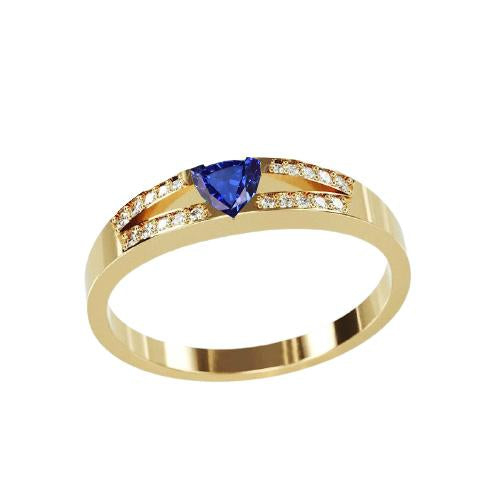 Bague de fiançailles diamant étincelant tige fendue saphir de Ceylan 1 carat - HarryChadEnt.FR