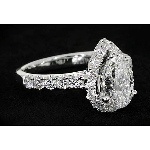 Bague de fiançailles diamant poire Halo Style classique 3 carats - HarryChadEnt.FR