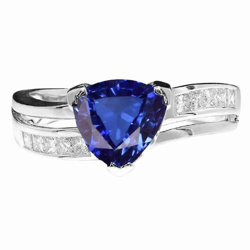 Bague de fiançailles diamant princesse saphir 2 carats serti d'accents - HarryChadEnt.FR
