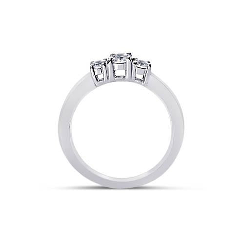 Bague de fiançailles diamant rond 3 pierres 2 carats bijoux en or massif - HarryChadEnt.FR