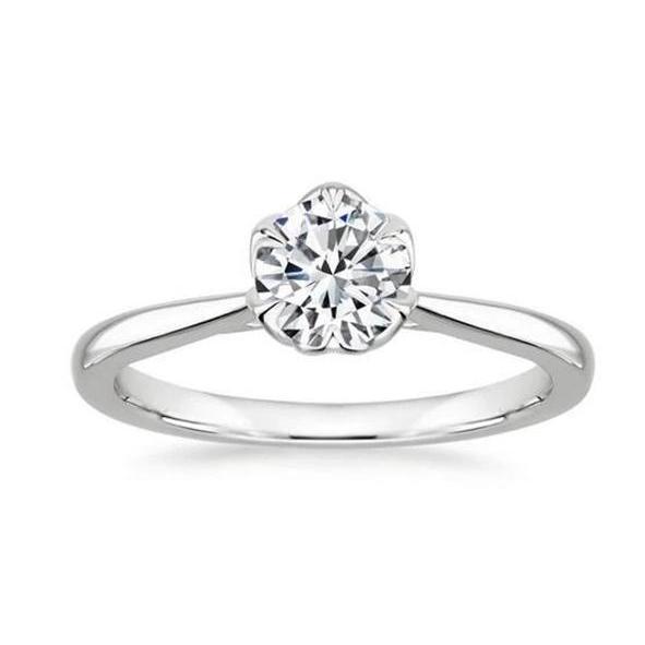 Bague de fiançailles diamant rond naturel 1.70 carats or blanc - HarryChadEnt.FR