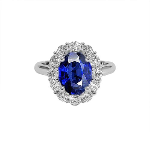 Bague de fiançailles diamant saphir bleu ovale pierre précieuse de Ceylan 9.25 carats - HarryChadEnt.FR