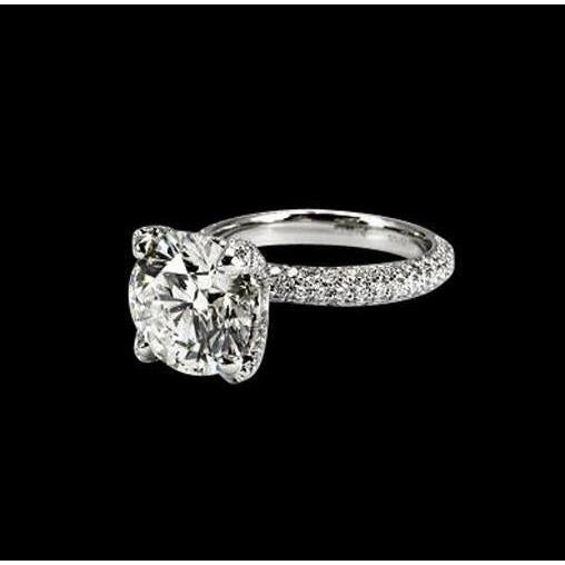 Bague de fiançailles diamant solitaire F Vs1/Vvs1 avec accent 3.01 ct. GT 14K - HarryChadEnt.FR