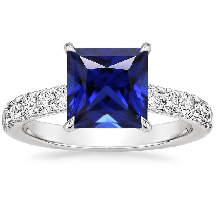 Bague de fiançailles en or et diamants pour femme Ceylan Saphir Center 5.50 Carats - HarryChadEnt.FR