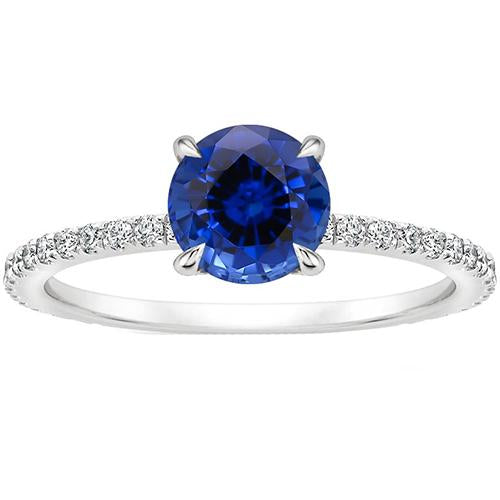 Bague de fiançailles en saphir de Ceylan avec accents en or 2.50 carats 14K - HarryChadEnt.FR