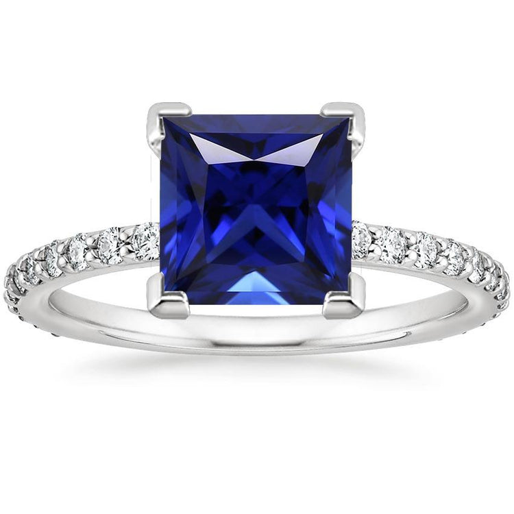 Bague de fiançailles en saphir de Ceylan avec pavé de diamants 5.50 carats - HarryChadEnt.FR
