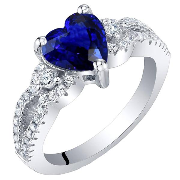 Bague de fiançailles en saphir de Ceylan avec pierres précieuses et diamants ronds 4.50 carats - HarryChadEnt.FR