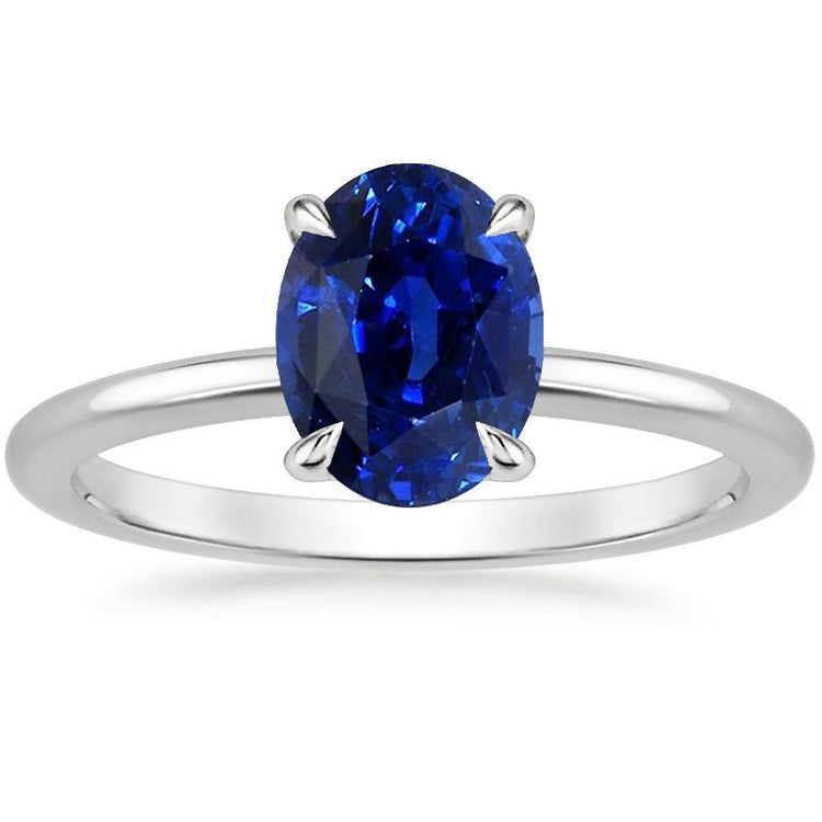 Bague de fiançailles en saphir de Ceylan avec pierres précieuses. taille ovale. ensemble de griffes de 2 carats - HarryChadEnt.FR