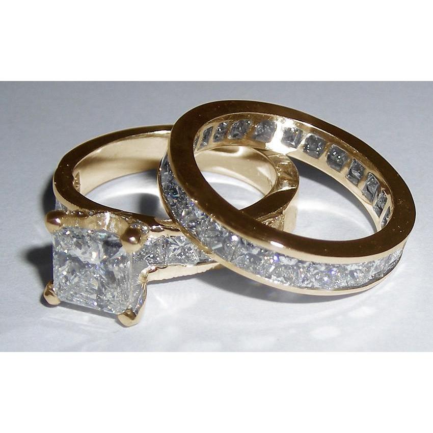 Bague de fiançailles fantaisie avec diamants taille princesse de 3.01 carats en or - HarryChadEnt.FR