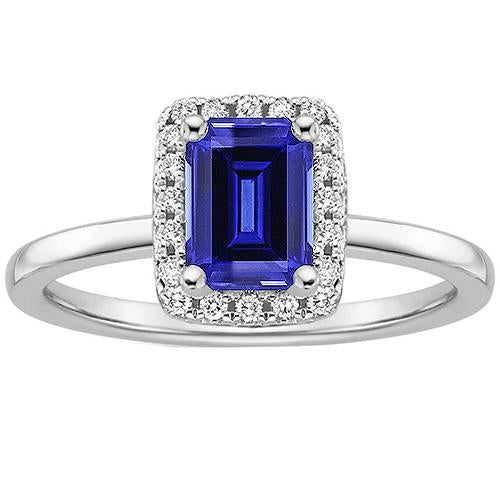 Bague de fiançailles femme émeraude saphir du Sri Lanka & diamant 4 carats - HarryChadEnt.FR