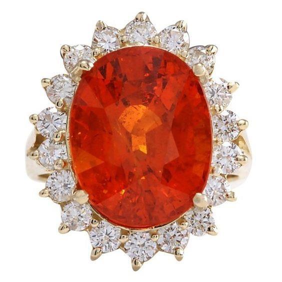 Bague de fiançailles grenat et diamants taille brillant 14 carats en or 14 carats - HarryChadEnt.FR
