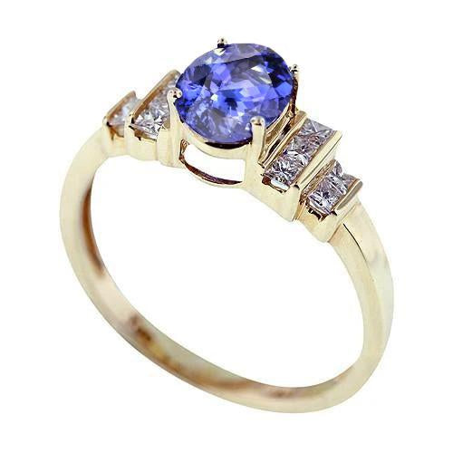 Bague de fiançailles ovale étincelante avec diamants tanzanite 3 carats - HarryChadEnt.FR
