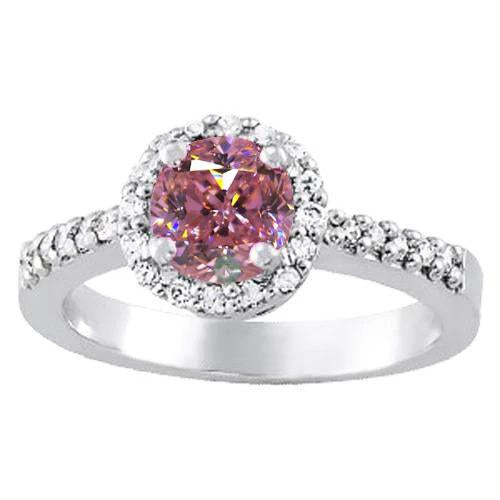 Bague de fiançailles ronde avec saphir rose rond de 1.25 carat avec bague de fiançailles accentuée - HarryChadEnt.FR