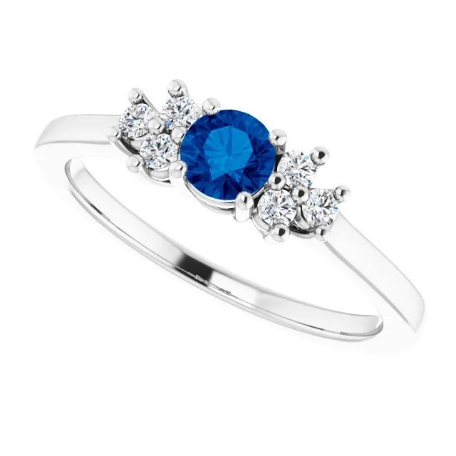 Bague de fiançailles ronde saphir bleu 1.50 carats - HarryChadEnt.FR