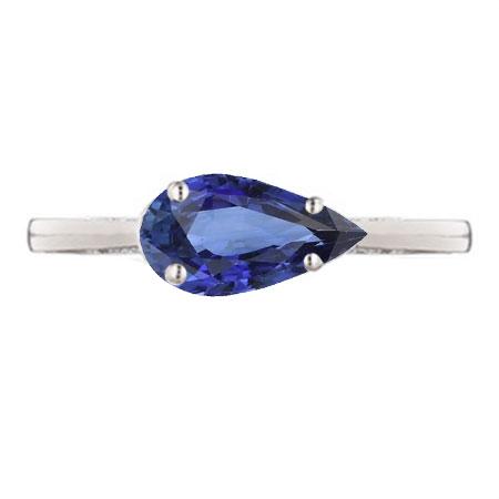 Bague de fiançailles saphir avec pierres précieuses solitaire taille poire 2 carats or 14K - HarryChadEnt.FR