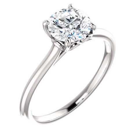 Bague de fiançailles solitaire diamant rond 1 carat en or blanc 14 carats - HarryChadEnt.FR