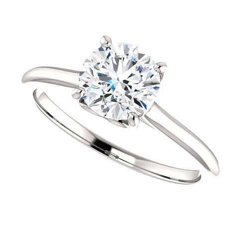Bague de fiançailles solitaire diamant rond 1 carat en or blanc 14 carats - HarryChadEnt.FR