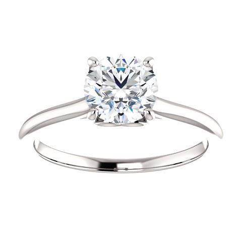 Bague de fiançailles solitaire diamant rond 1 carat en or blanc 14 carats - HarryChadEnt.FR
