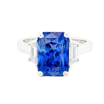 Bague de mariage 3 pierres saphir radieux et diamants émeraude 1.75 carats - HarryChadEnt.FR