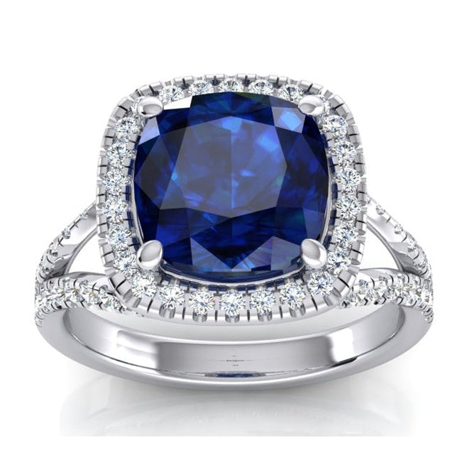 Bague en diamant avec pierres précieuses de tanzanite coussin
