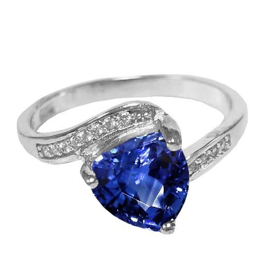 Bague diamant anniversaire trillion saphir 2 carats style torsadé - HarryChadEnt.FR