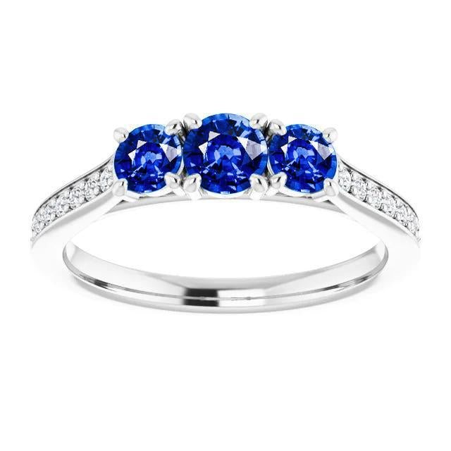 Bague diamant saphir 1.10 carats serti griffes bijoux femme - HarryChadEnt.FR