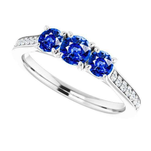 Bague diamant saphir 1.10 carats serti griffes bijoux femme - HarryChadEnt.FR