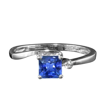 Bague diamant saphir Radiant Cut Bypass Style 1.25 carats U Prong Set - HarryChadEnt.FR