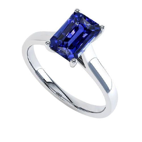 Bague Radiant Solitaire 2 Carats Or Blanc Saphir Ceylan - HarryChadEnt.FR