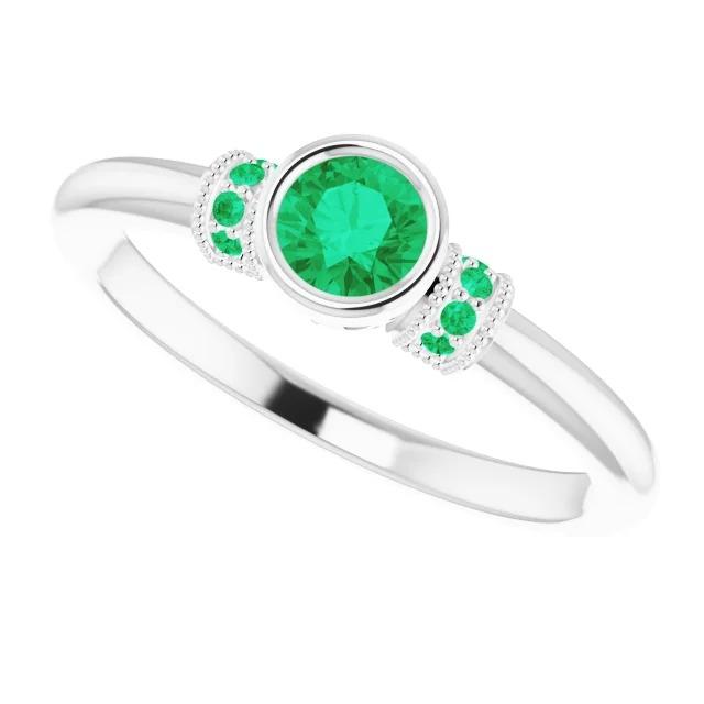Bague émeraude verte colombienne de style antique 1 carat bijoux pierres précieuses - HarryChadEnt.FR