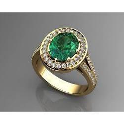 Bague émeraude verte ovale de 3.5 ct avec halo de diamants - HarryChadEnt.FR