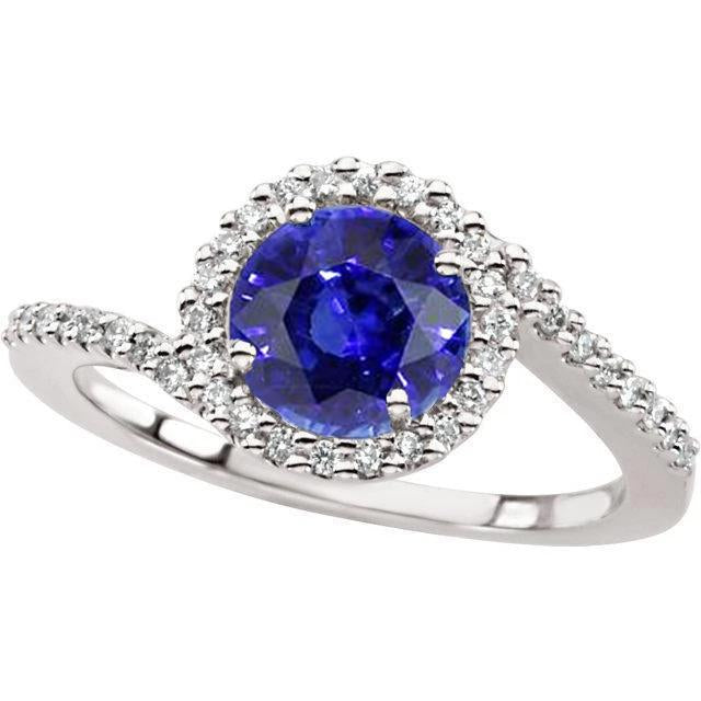 Bague empilable saphir et diamant du Sri Lanka 2.50 ct. Or Blanc 14K - HarryChadEnt.FR