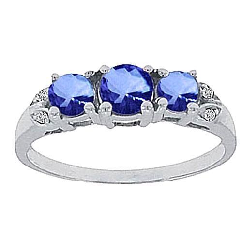 Bague en diamant rond avec saphir de Ceylan de 2.76 ct en or blanc 14K - HarryChadEnt.FR