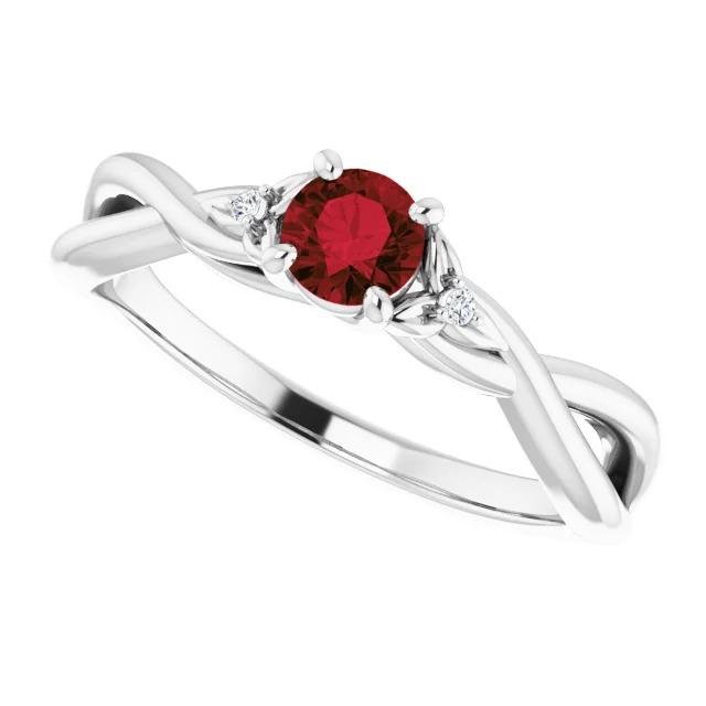 Bague en diamant rubis à tige torsadée 1.50 carats en or blanc 14K - HarryChadEnt.FR