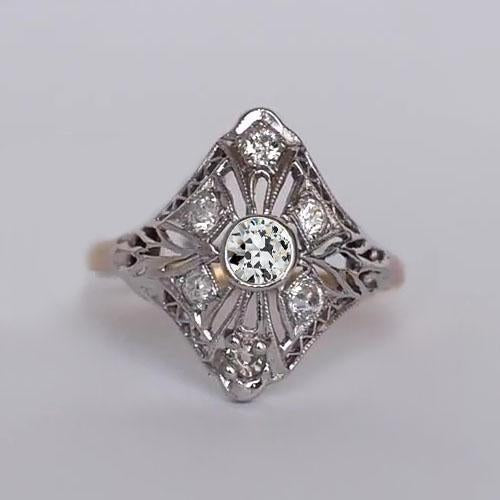 Bague en diamant taille ancienne avec lunette ronde de style antique 1 carat - HarryChadEnt.FR