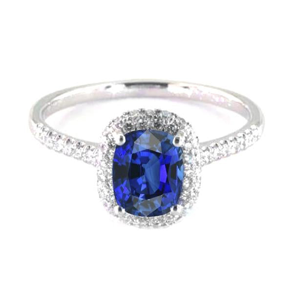 Bague en or Halo ovale en saphir de Ceylan Bijoux en diamant 3.50 Carats - HarryChadEnt.FR