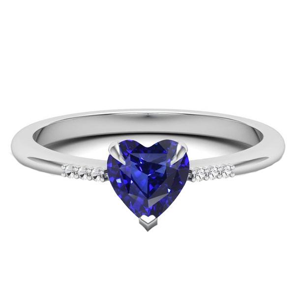 Bague en or diamant pierres précieuses coeur Ceylan saphir bague sertie 1.75 carats - HarryChadEnt.FR