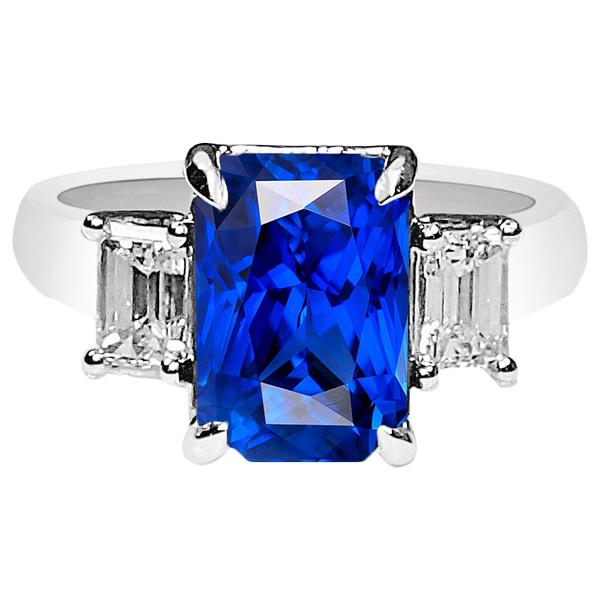 Bague en or diamant pour femme taille émeraude 5 carats bijoux en saphir naturel - HarryChadEnt.FR
