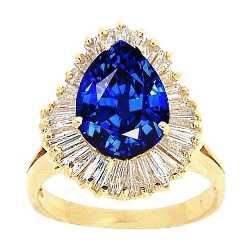 Bague en or jaune 14 carats avec saphir saphir du Sri Lanka de 4.71 carats - HarryChadEnt.FR