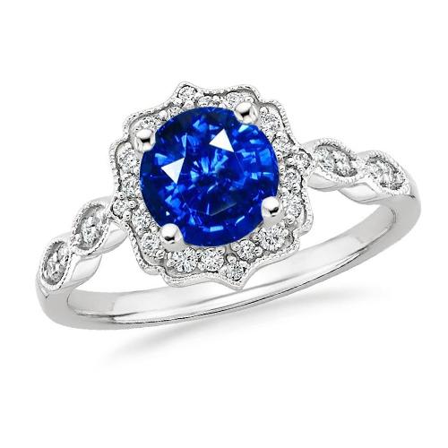 Bague en pierre gemme saphir Sri Lanka taille ronde de 1.4 ct - HarryChadEnt.FR