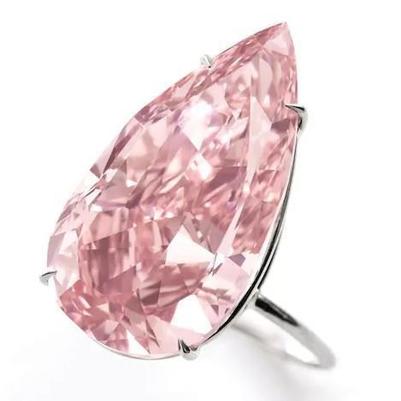 Bague en pierre précieuse saphir rose 3 carats solitaire taille grosse poire or blanc 14K - HarryChadEnt.FR