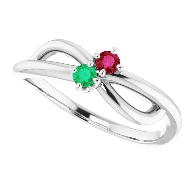 Bague en pierres précieuses torsadées avec infinity vert émeraude et rubis de Birmanie 0.30 carats - HarryChadEnt.FR