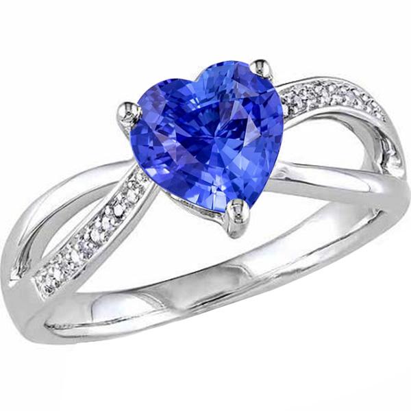 Bague en saphir bleu avec pierres précieuses pour dames. 3.50 carats. bijoux à tige fendue - HarryChadEnt.FR