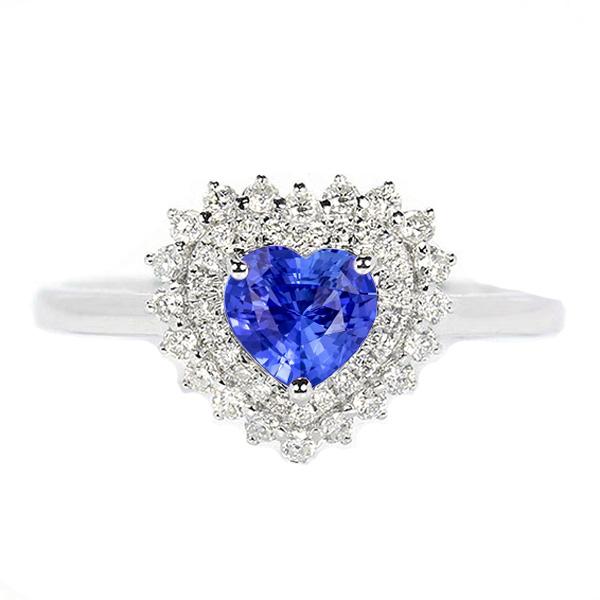 Bague en saphir bleu naturel avec halo de diamants. style étoile 3 carats - HarryChadEnt.FR
