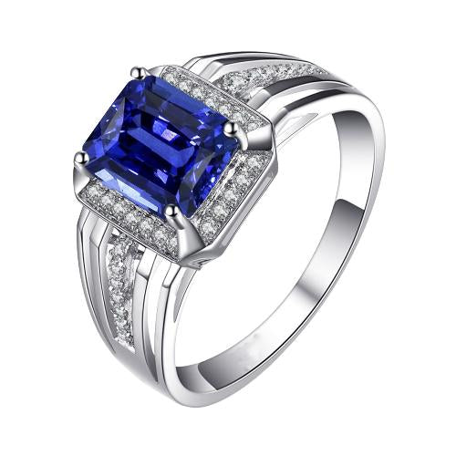 Bague en saphir de Ceylan radieux de mariage de diamants en or à tige fendue 3 carats - HarryChadEnt.FR