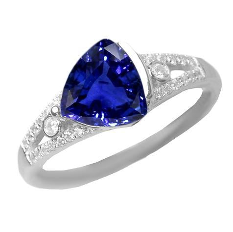Bague en saphir trillion de bijoux en diamant pour femme. tige fendue de 2.50 carats - HarryChadEnt.FR