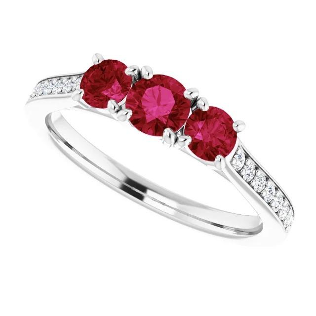 Bague or blanc 14 carats avec rubis de Birmanie 1.10 carats - HarryChadEnt.FR