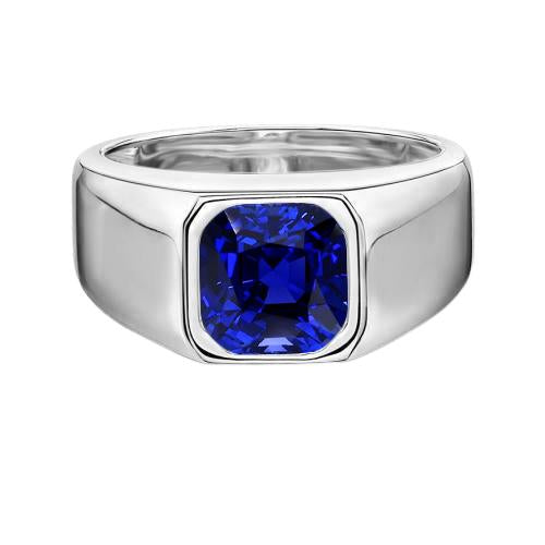 Bague pour homme Radiant Solitaire en or Saphir de Ceylan tige épaisse 1 carat - HarryChadEnt.FR
